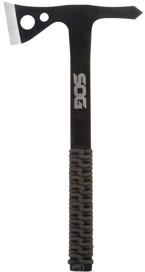 SOG tactical axe with black handle design.