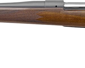 Side view of a wooden rifle.