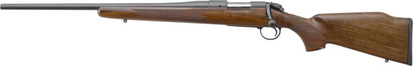 Side view of a wooden rifle.