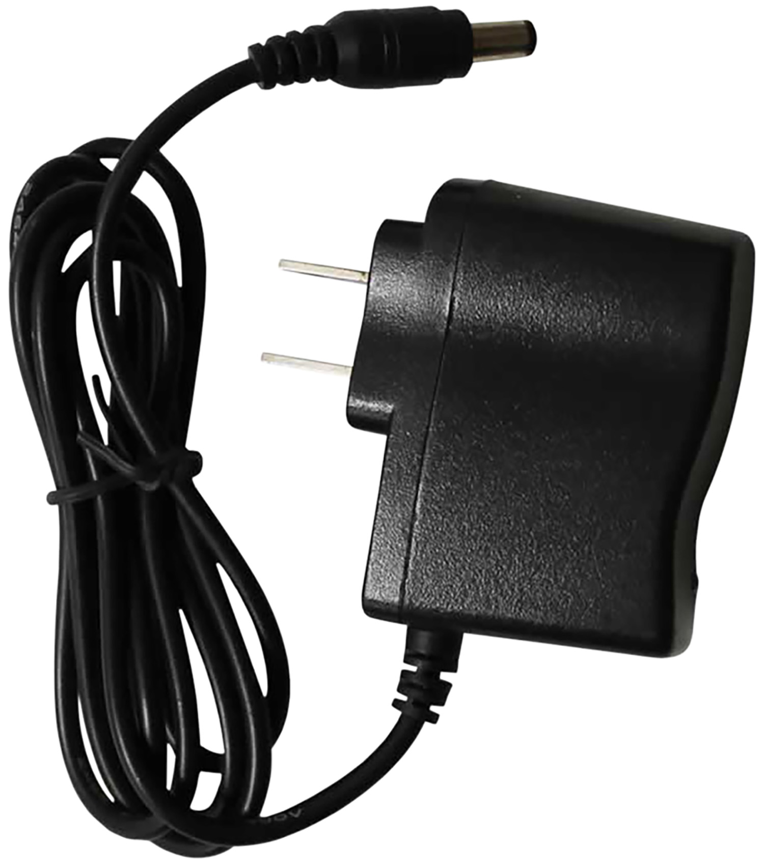 Black power adapter with cable and plug.