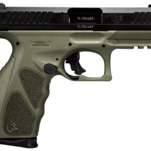Taurus TS9 handgun with a green grip