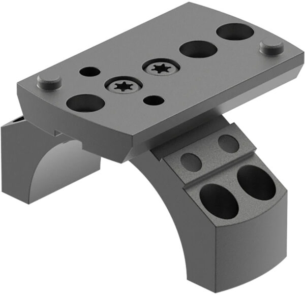 Gray mounting bracket with multiple screw holes