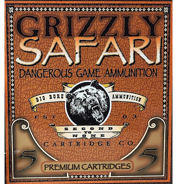 Box of Grizzly Safari dangerous game ammunition.