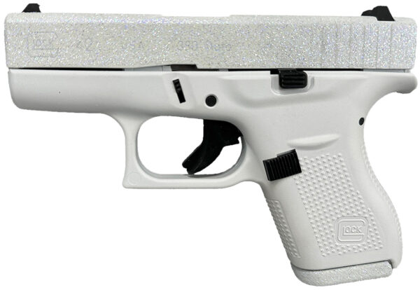 White glitter Glock handgun on a white background