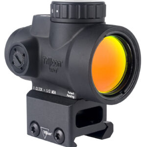 Trijicon MRO red dot sight with adjustable settings.
