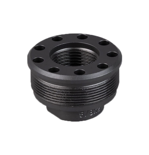 Black threaded pipe fitting with hexagonal base