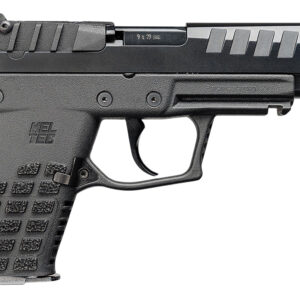 Black semi-automatic handgun on a white background