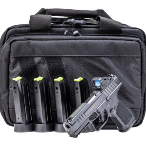 Handgun with magazines in a tactical bag