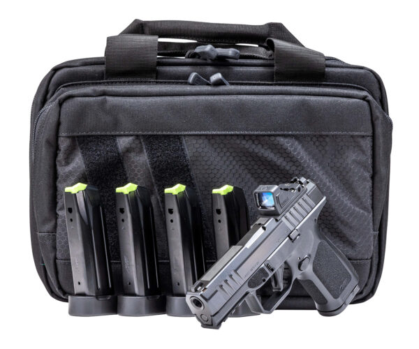 Handgun with magazines in a tactical bag
