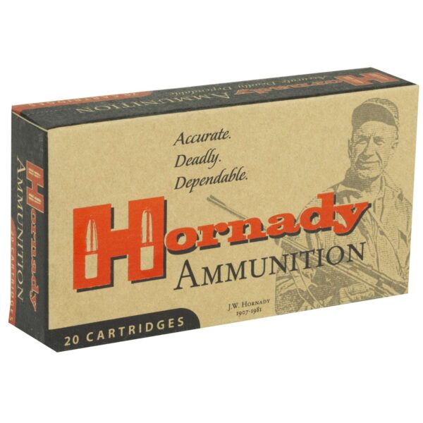 Hornady ammunition box with vintage design.