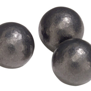 Three metallic gray spheres arranged closely together.