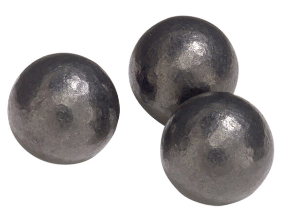 Three metallic gray spheres arranged closely together.
