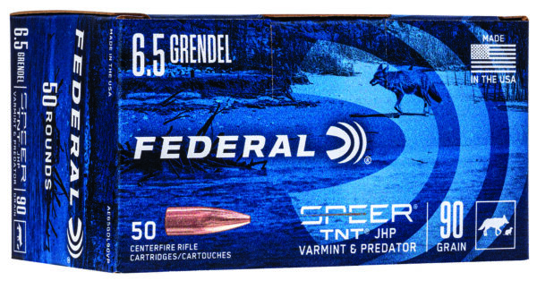Box of 6.5 Grendel rifle ammunition, 50 rounds