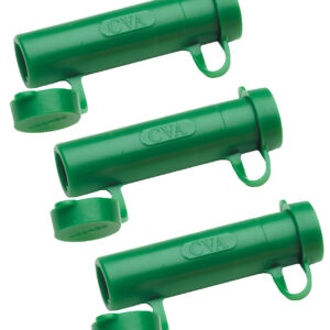 Three green plastic CVA storage containers.