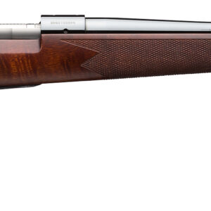Side view of a wooden rifle.