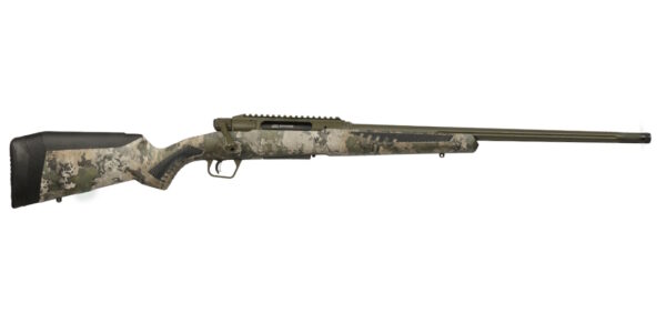 Camouflaged hunting rifle with scope
