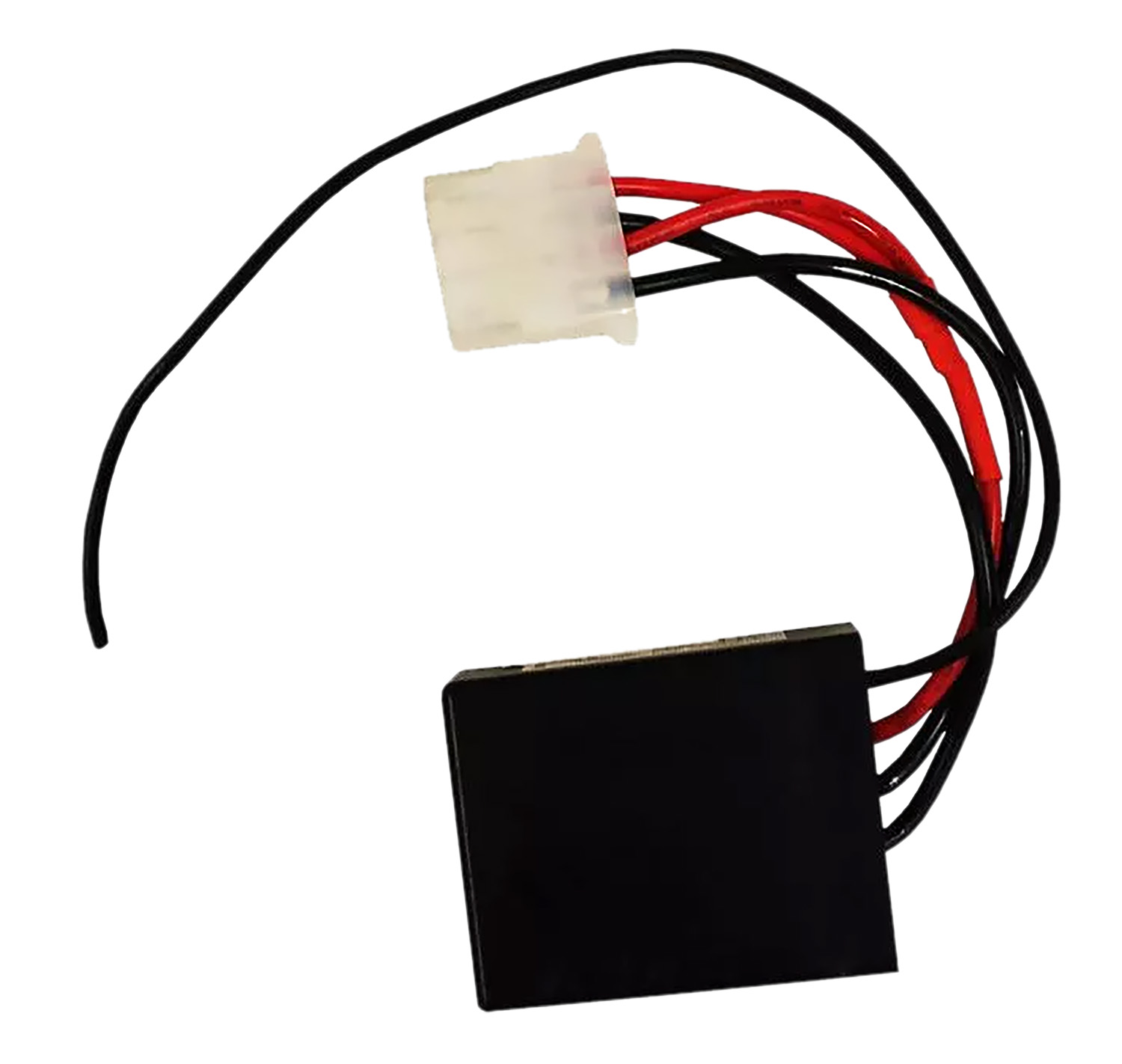 Electronic connector with multiple colored wires.