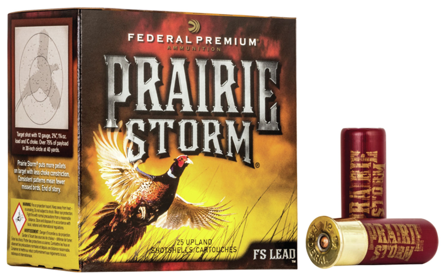 Box of Prairie Storm ammunition with cartridges.