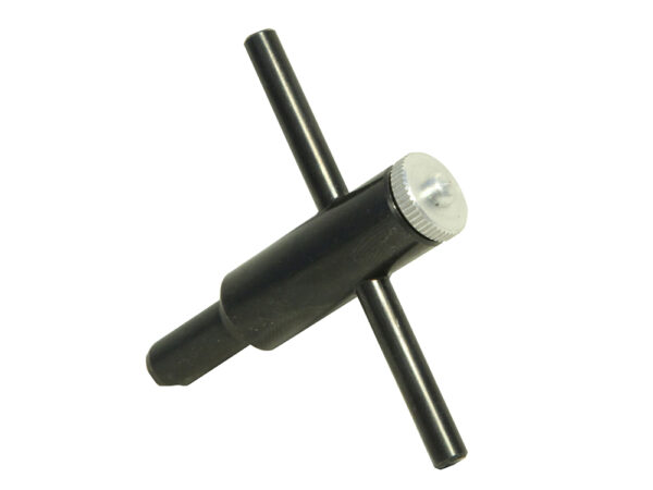 Black T-handle tool with silver knob