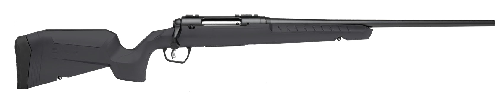 Side view of a black rifle