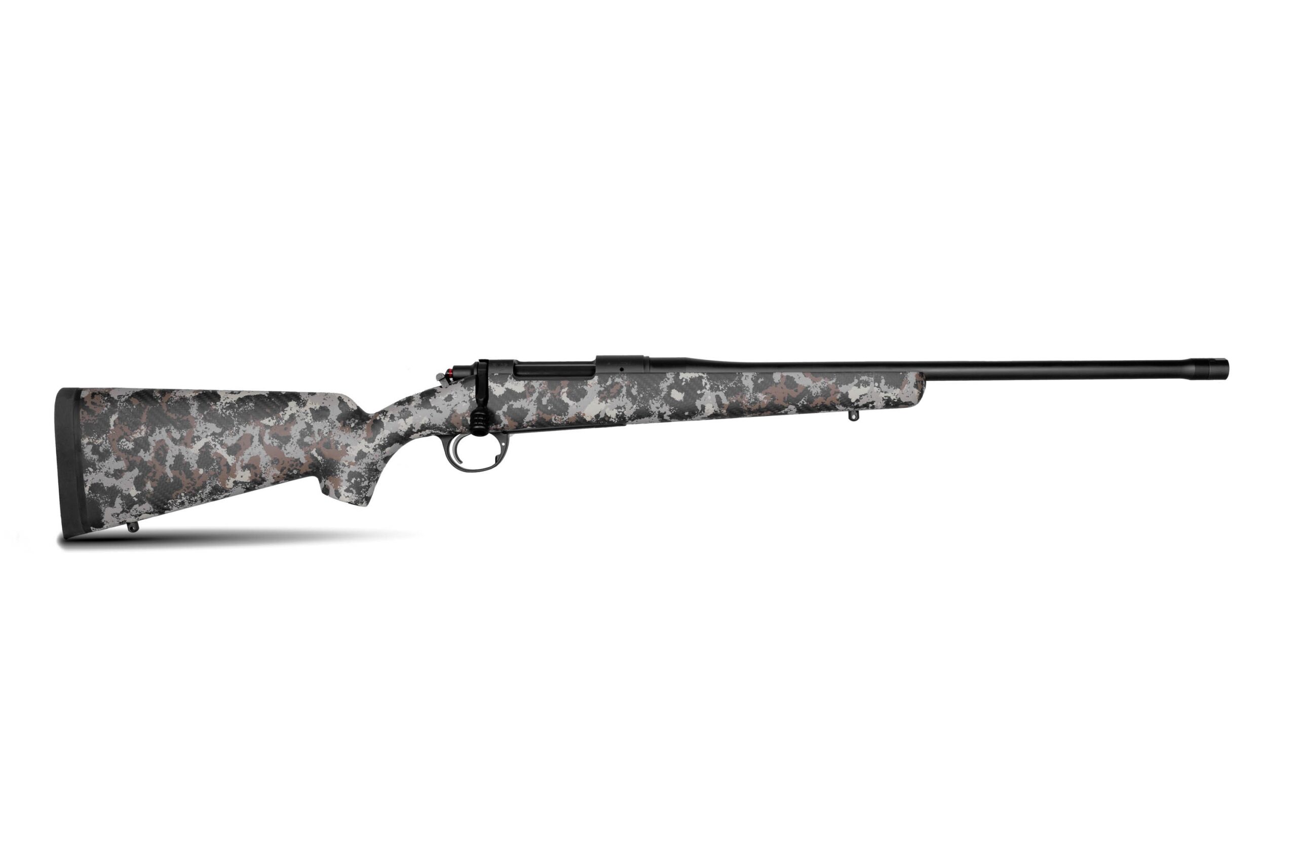 Long rifle with camouflage design and black accents.