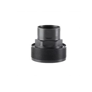 Black threaded plumbing fitting with hexagonal shape