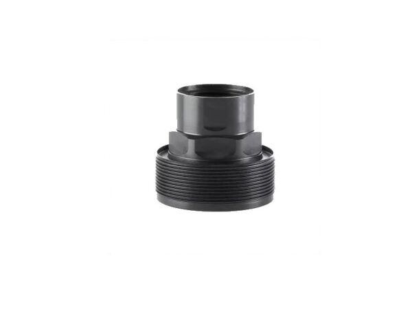 Black threaded plumbing fitting with hexagonal shape