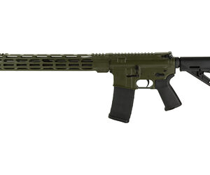 Olive green firearm with modern design.