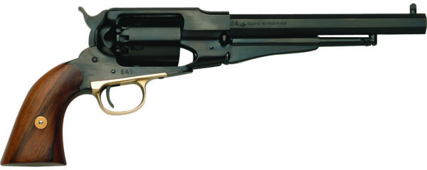 Side view of a classic revolver firearm