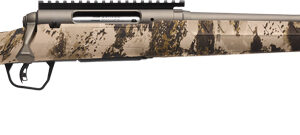 Side view of a camouflaged rifle