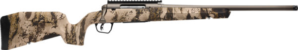 Side view of a camouflaged rifle