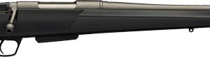 Side view of a black hunting rifle