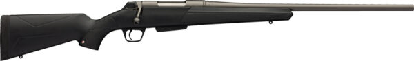 Side view of a black hunting rifle