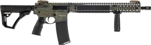 Camouflaged rifle with tactical features
