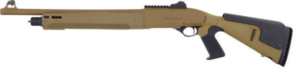 Tan shotgun with a sleek design.