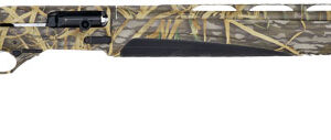 Camouflage shotgun with detailed pattern design.