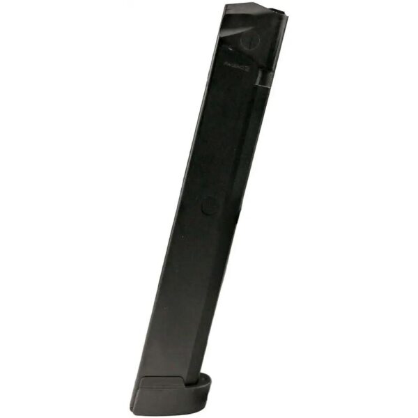 Black magazine for a firearm.