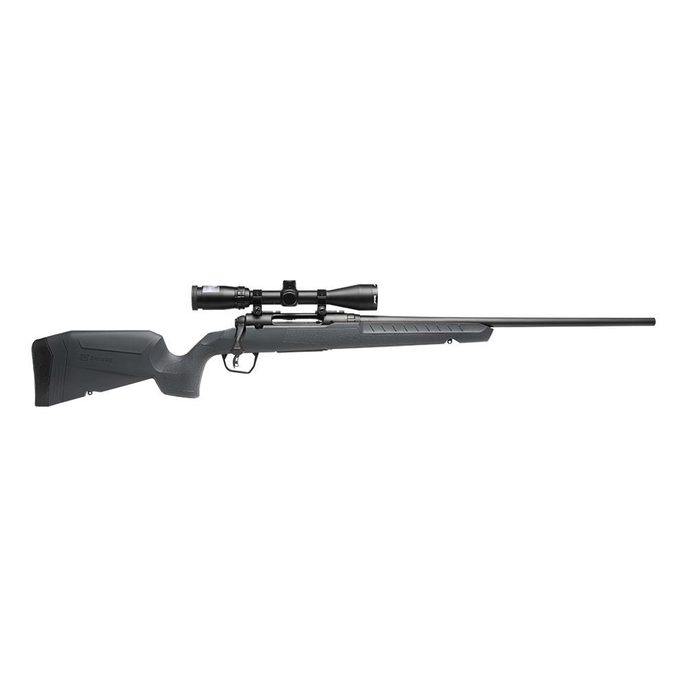 Side view of a hunting rifle with scope.