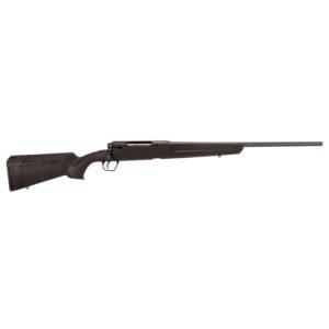 Side view of a black rifle.