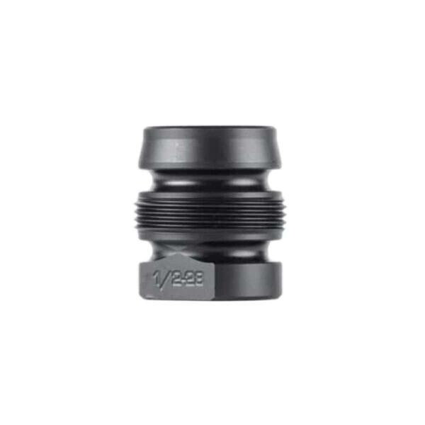 Black threaded pipe fitting connector for plumbing.