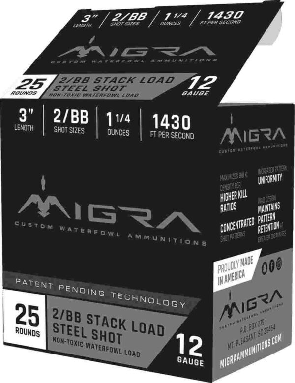 Box of 12 gauge steel shot ammunition