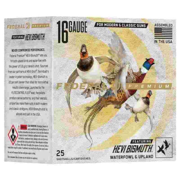 16 gauge ammunition featuring HEVI BISMUTH technology