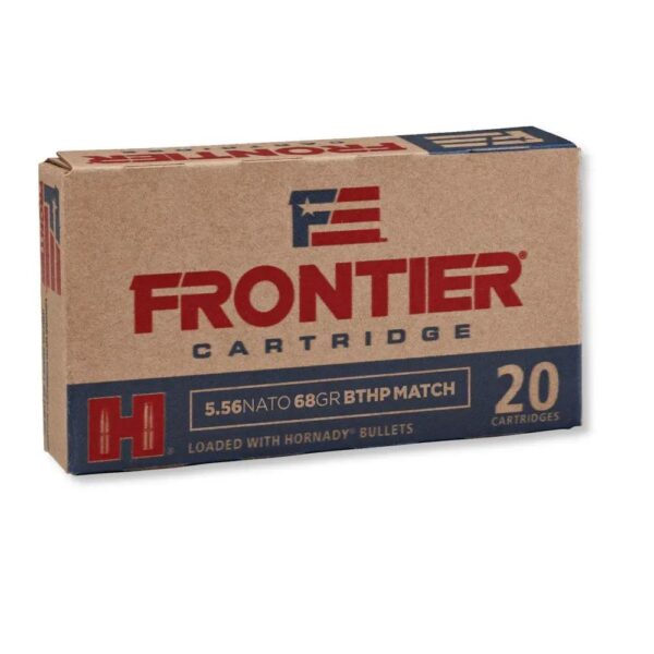 Box of 20 Frontier 5.56 NATO cartridges.