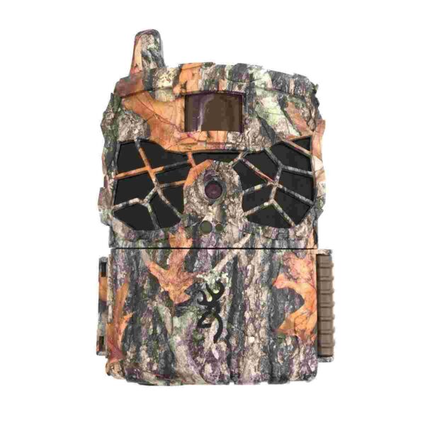 Camouflaged trail camera for wildlife monitoring.