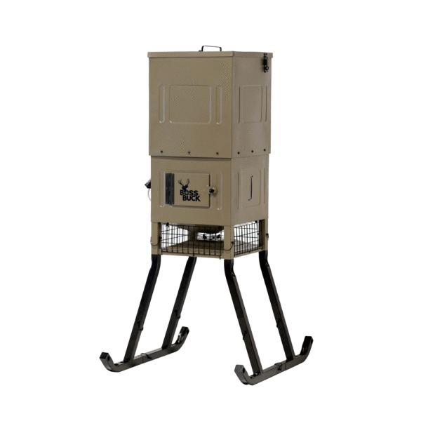 Tall outdoor feeder with a gray finish.