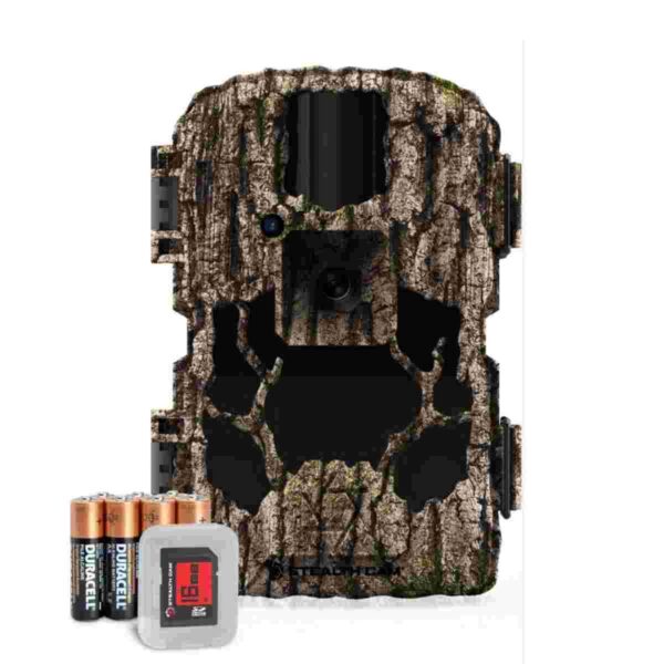 Camouflage trail camera with batteries and SD card