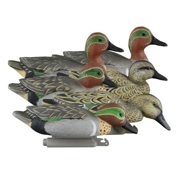 Set of realistic duck decoys for hunting.