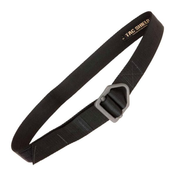 Black tactical belt with metal buckle