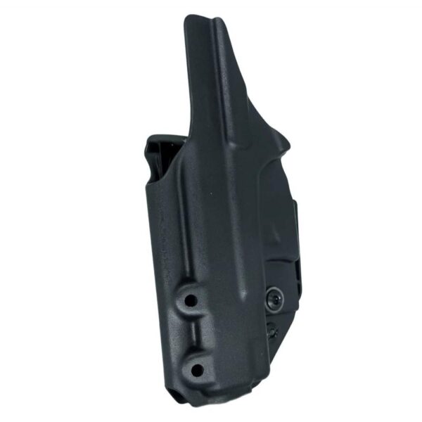 Black tactical holster with mounting options.