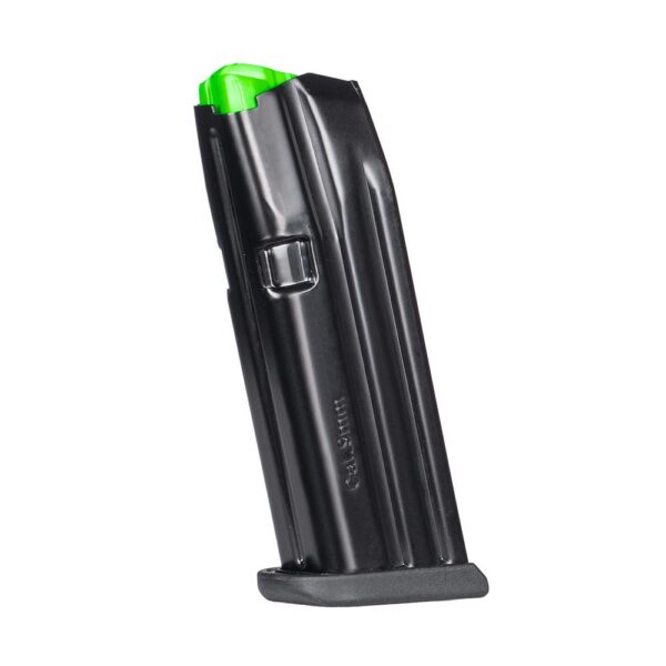 Black magazine with green top for firearms